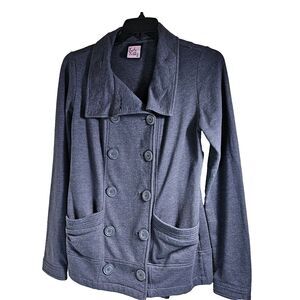 L.A. Kitty Double Breasted Lightweight Jacket Charcoal Gray Junior Size Large